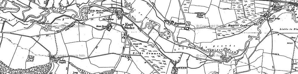 Old map of Rushton in 1886
