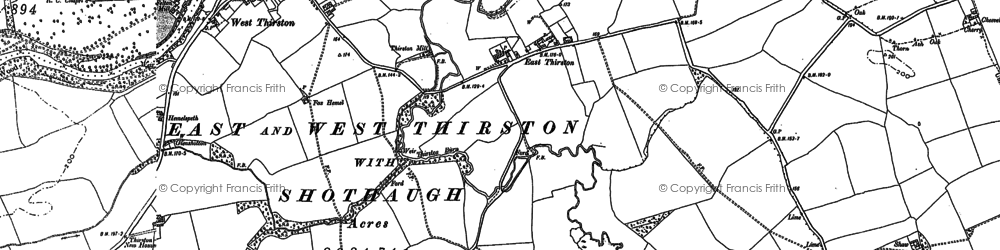 Old map of East Thirston in 1896