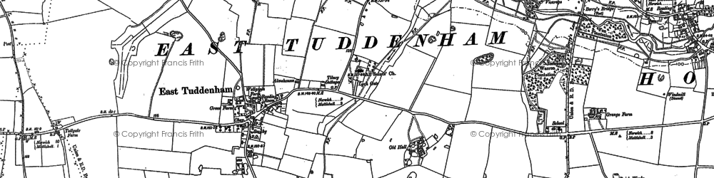 Old map of East Tuddenham in 1882
