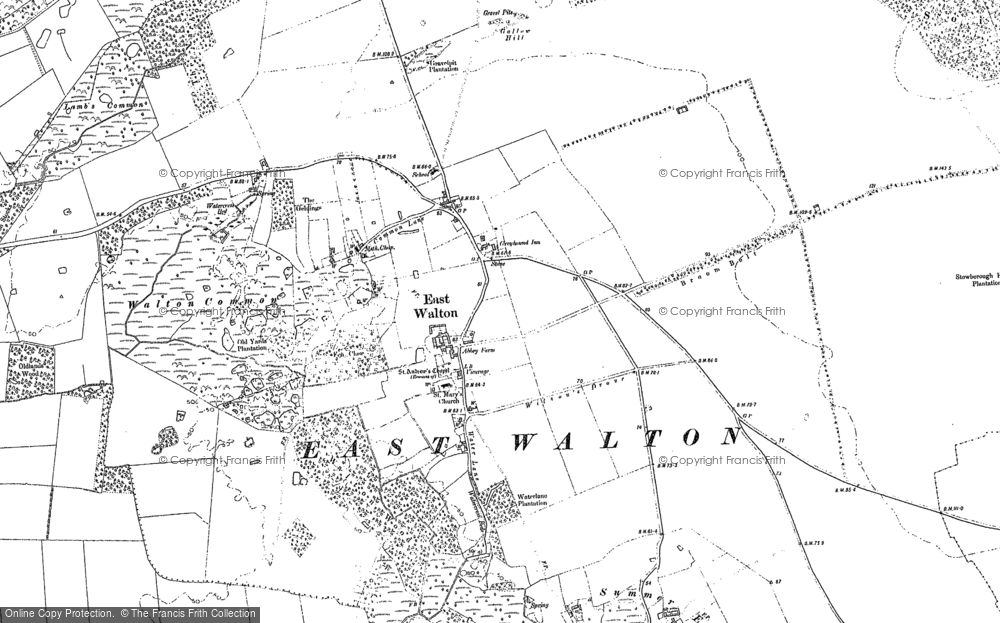 Old Map of Historic Map covering Lamb's Common in 1884