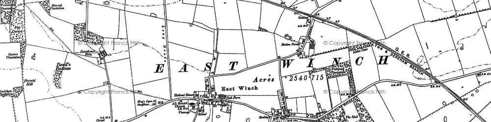 Old map of East Winch in 1884
