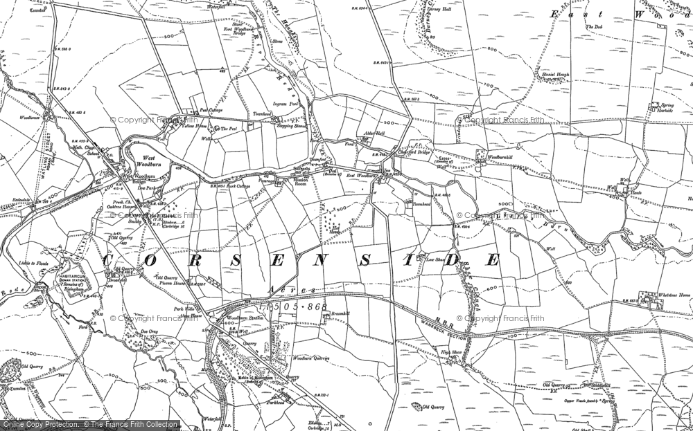 Old Map of Historic Map covering Whetstone Ho in 1896
