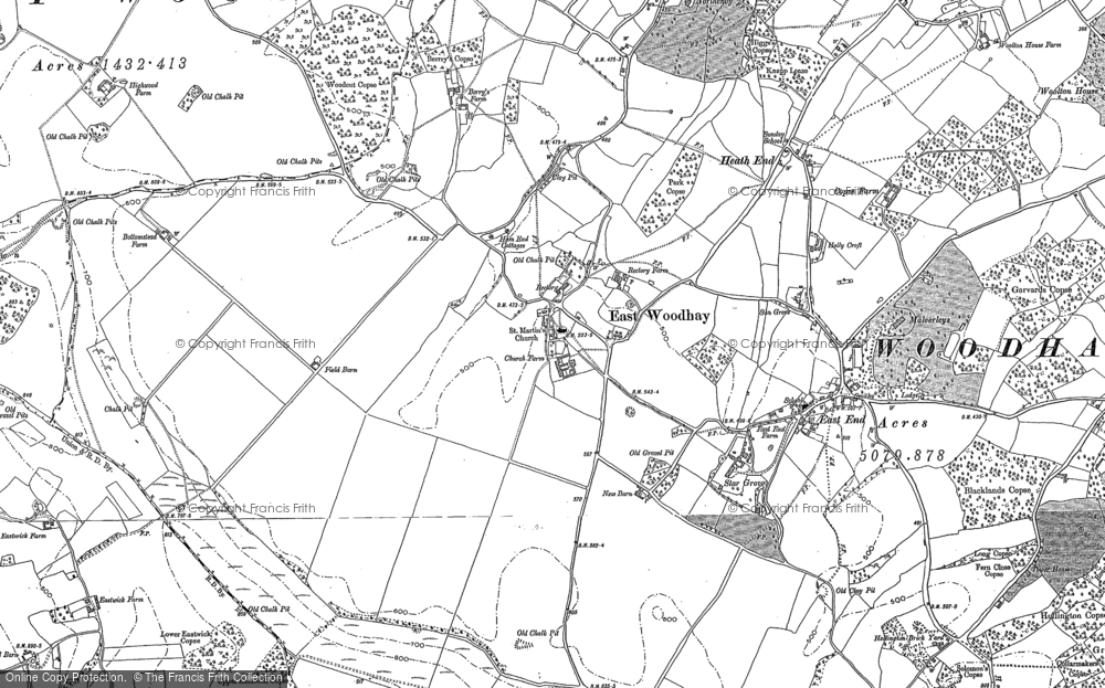 Old Map of Historic Map covering Bourne Ho in 1909