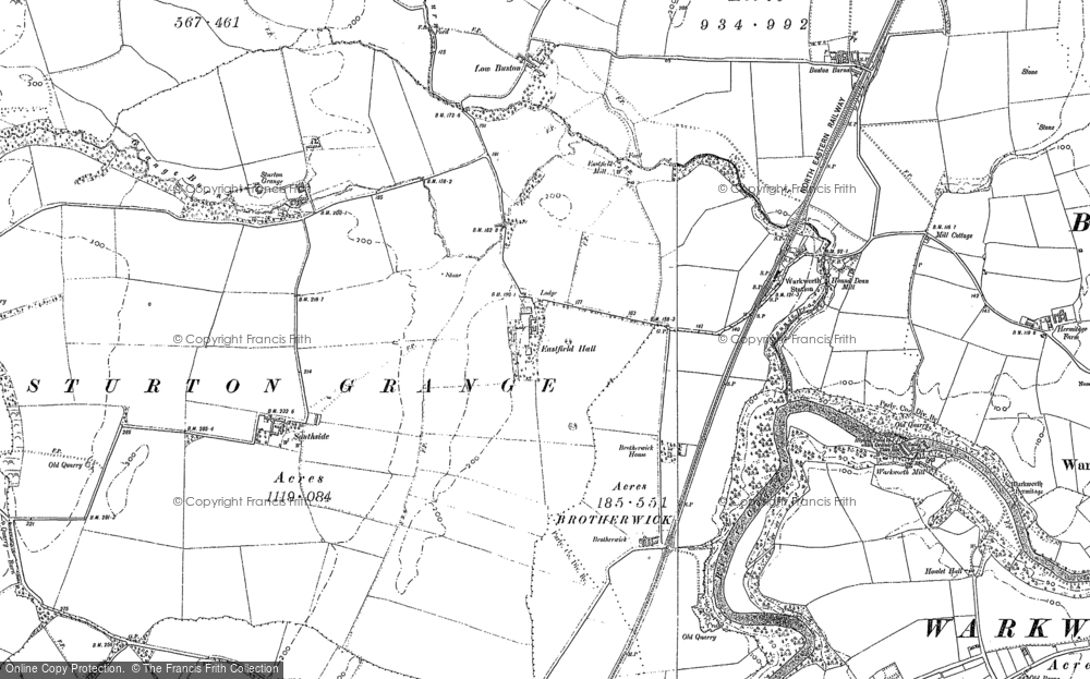 Old Map of Historic Map covering Brotherwick in 1896