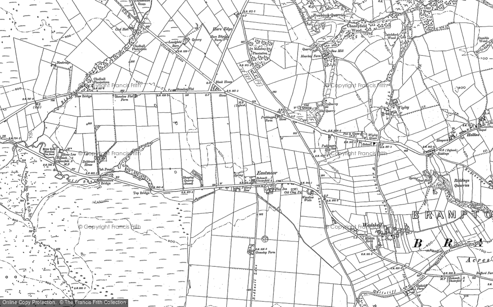 Old Map of Historic Map covering Whibbersley Cross in 1876