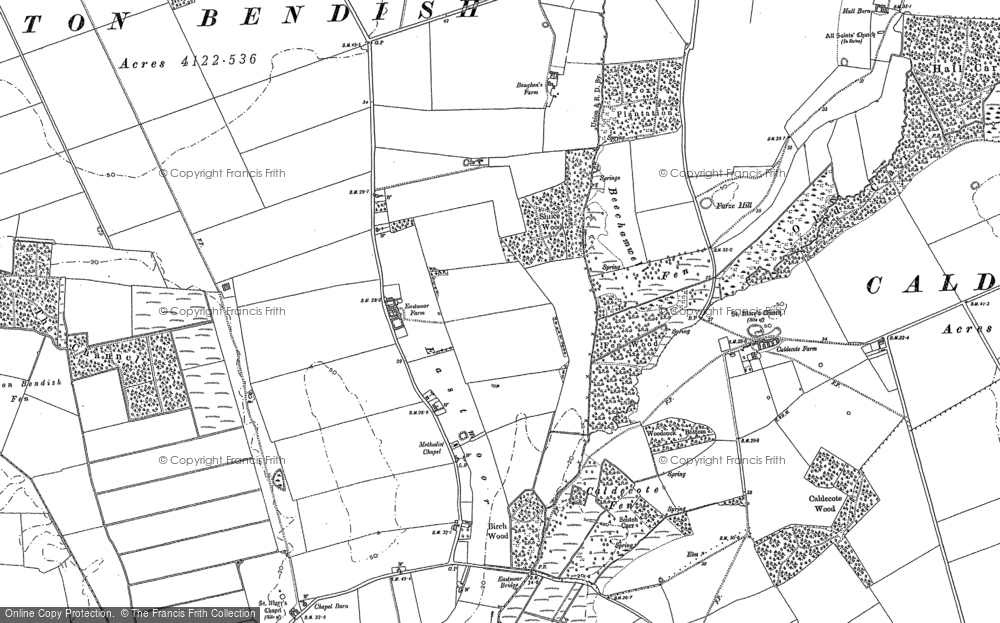 Old Map of Historic Map covering Barton Bendish Fen in 1879