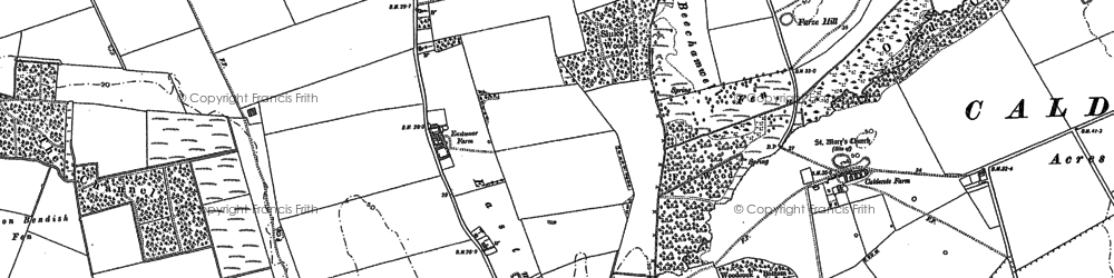Old map of Beachamwell Fen in 1879