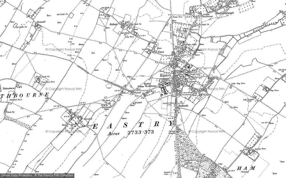 Old Map of Eastry, 1896 in 1896