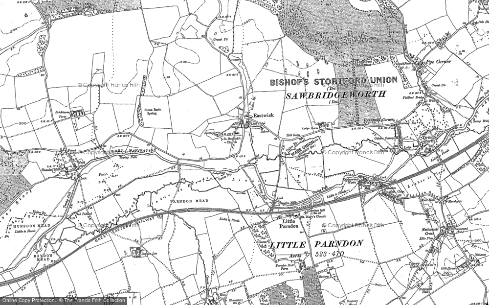Old Map of Historic Map covering Eastend in 1916