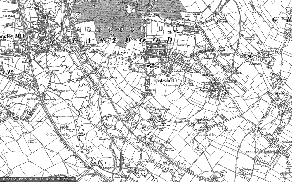 Old Map of Historic Map covering Shipley Gate in 1899
