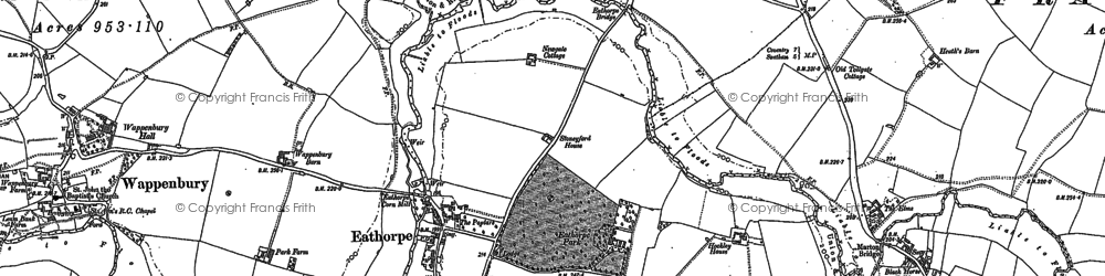 Old map of Eathorpe Park (Hotel) in 1885