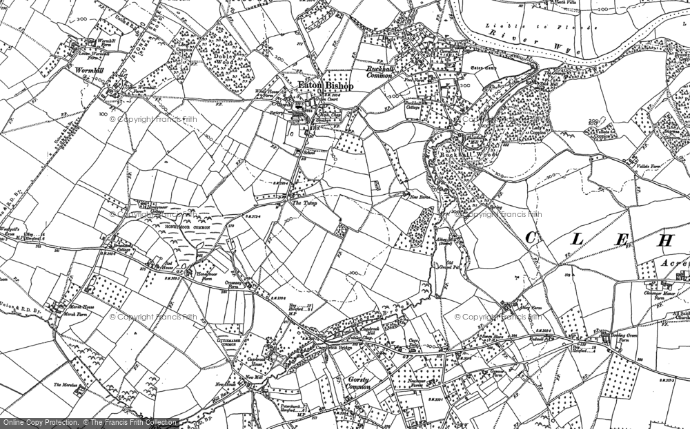 Old Map of Historic Map covering Breinton Common in 1886