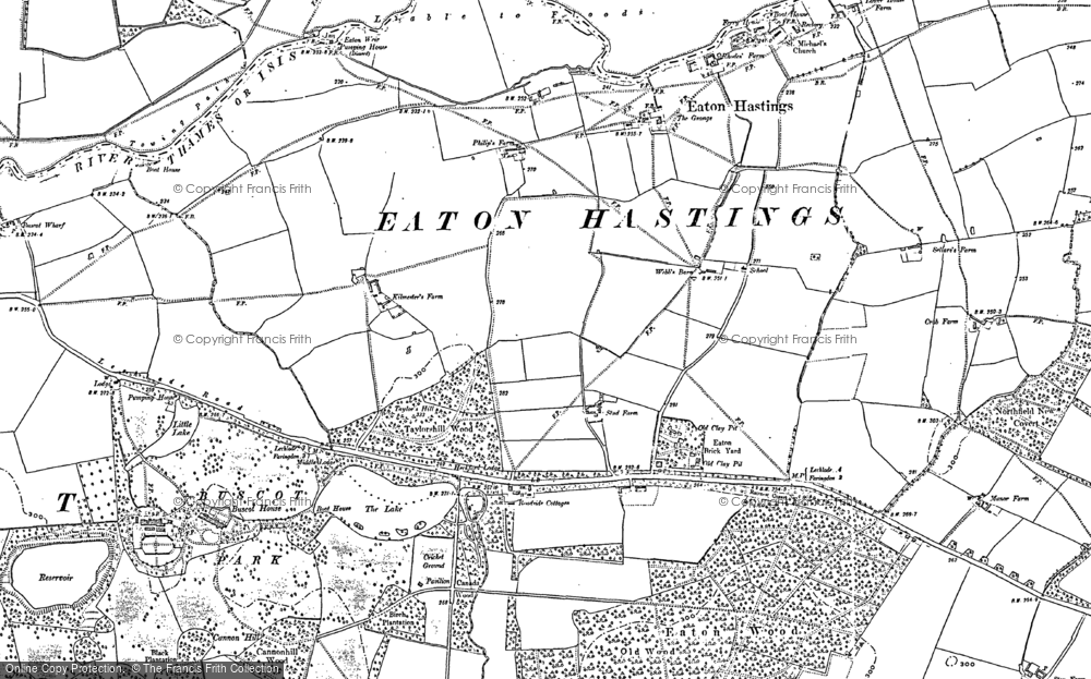 Old Map of Eaton Hastings, 1910 in 1910