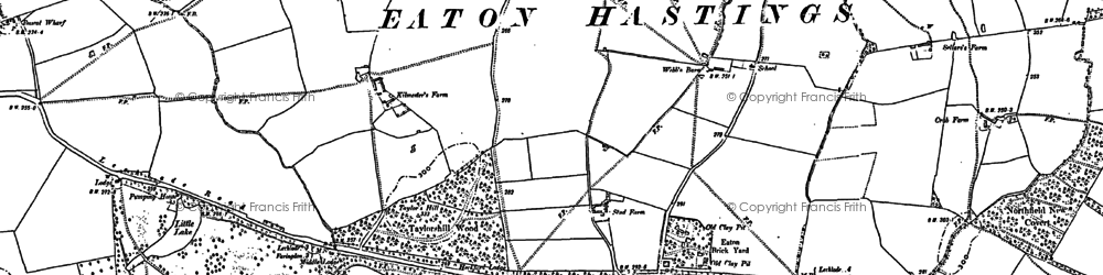 Old map of Eaton Hastings in 1910