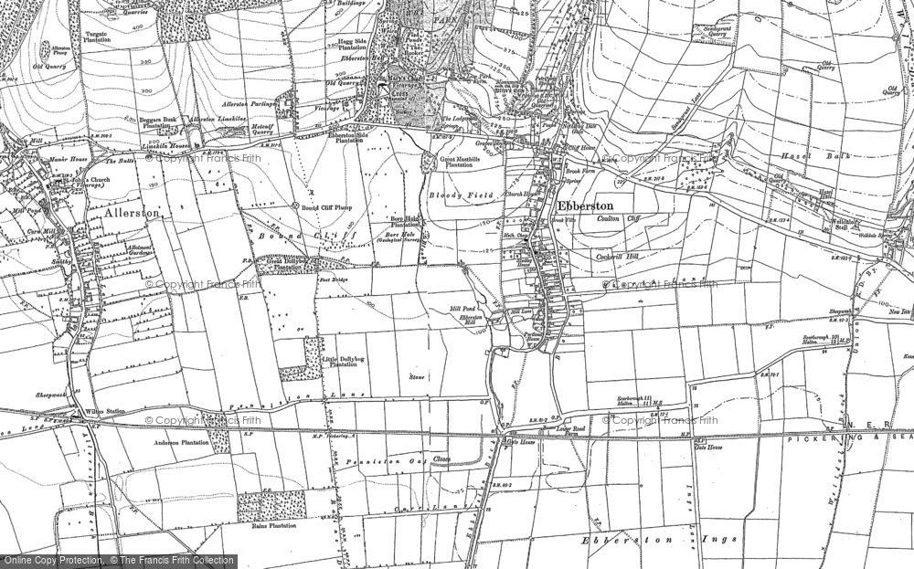 Old Map of Ebberston, 1889 - 1890 in 1889