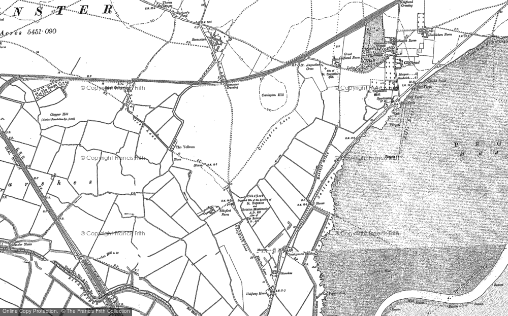 Old Map of Historic Map covering Richborough Port in 1896