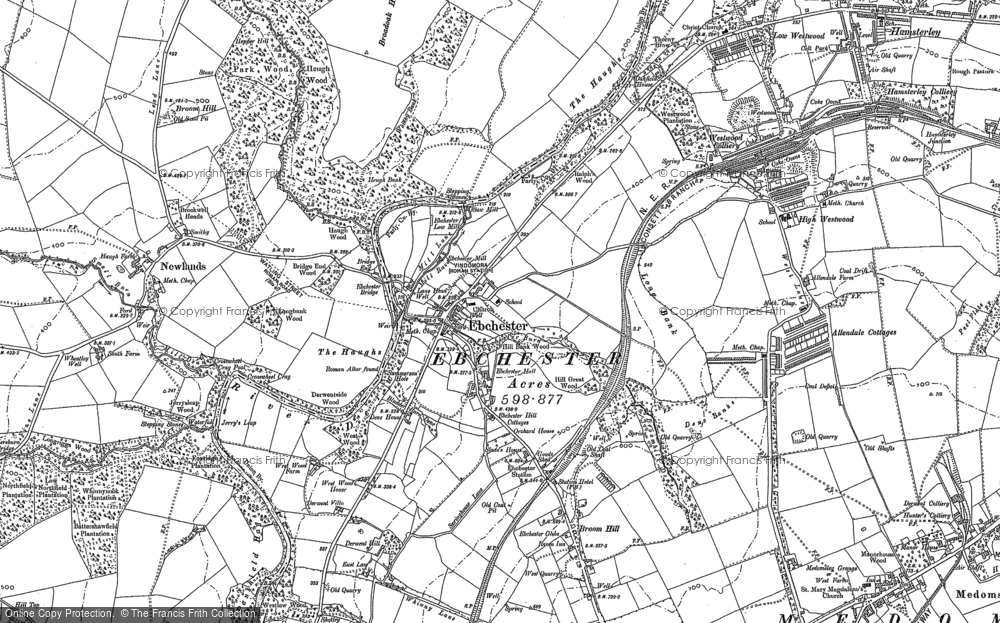 Old Map of Ebchester, 1915 - 1916 in 1915