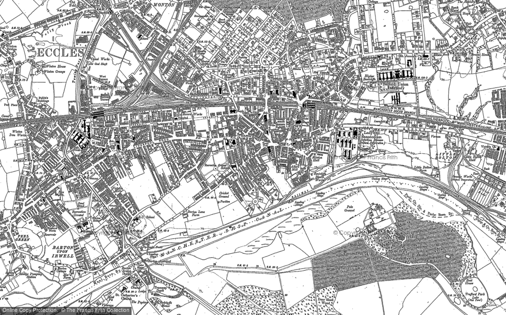 Old Map of Historic Map covering Ellesmere Park in 1889