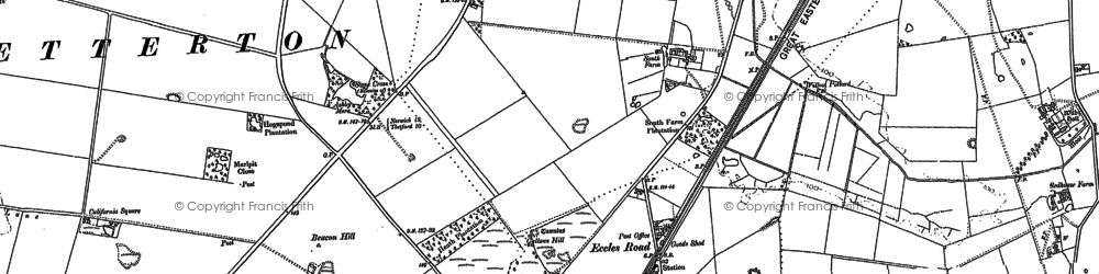 Old map of Eccles Road in 1882