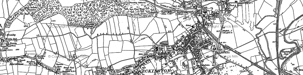 Old map of Eckington in 1876