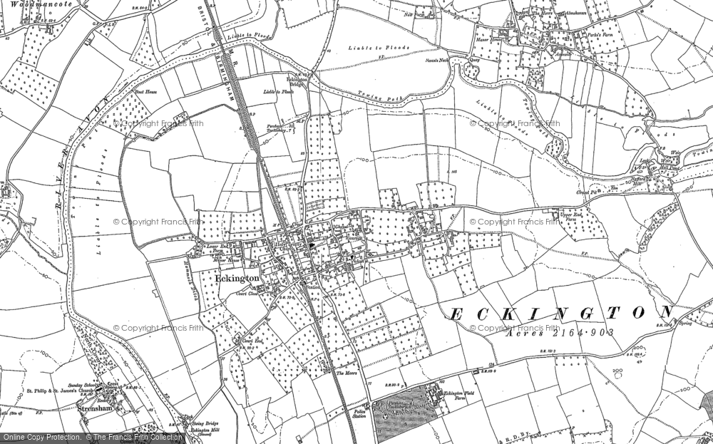 Old Map of Eckington, 1884 in 1884