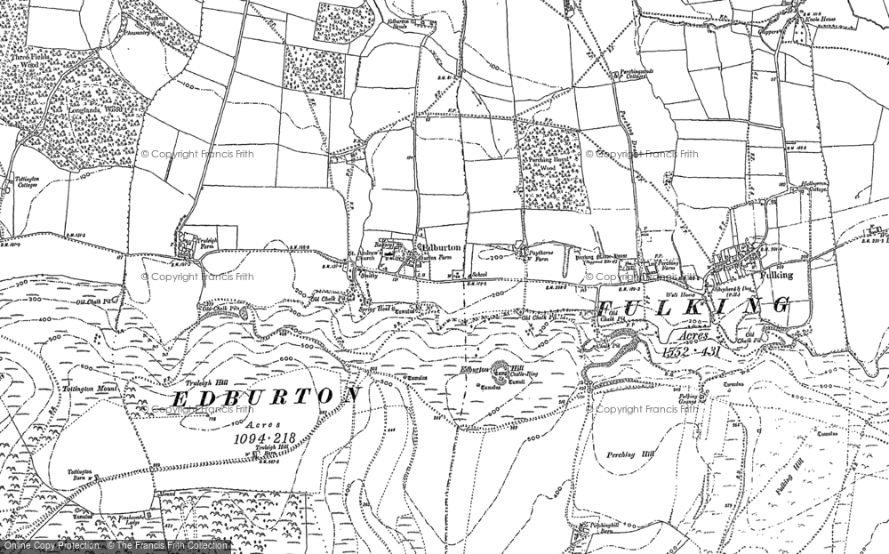 Old Map of Historic Map covering Bushy Bottom in 1896