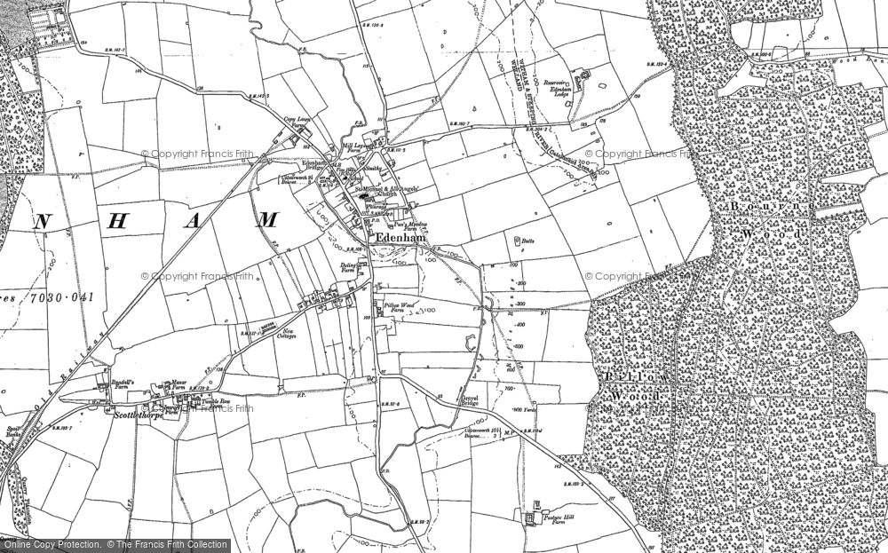 Old Map of Historic Map covering Bourne Wood in 1886