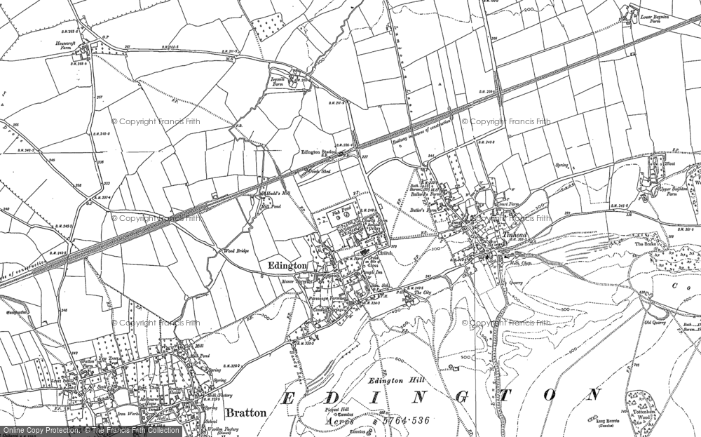Old Map of Historic Map covering Tinhead Hill in 1899