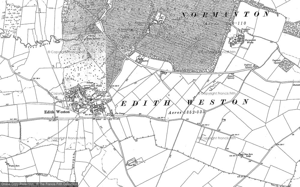 Old Map of Edith Weston, 1884 - 1902 in 1884