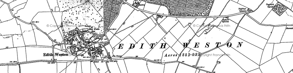 Old map of Edith Weston in 1884
