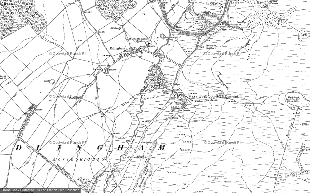 Old Map of Edlingham, 1896 in 1896