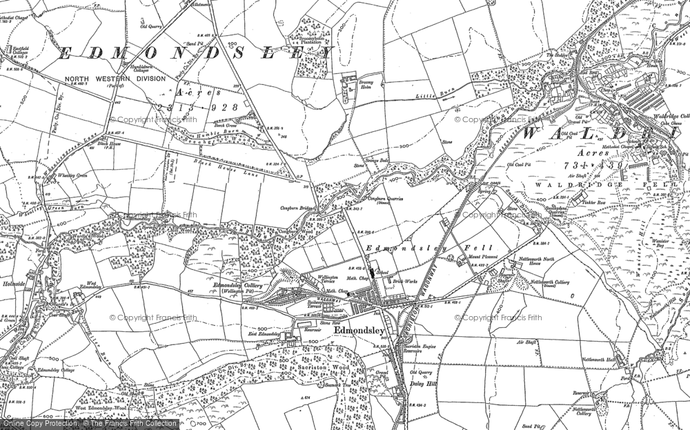 Old Map of Edmondsley, 1895 in 1895