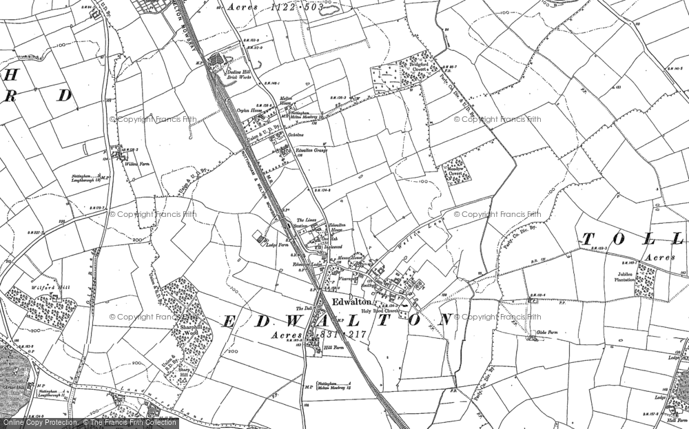 Old Map of Edwalton, 1883 in 1883