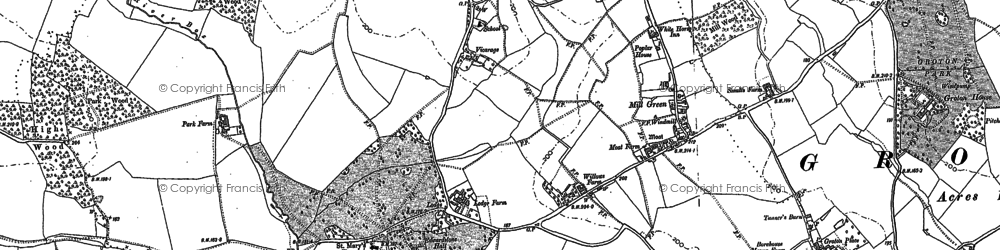 Old map of Edwardstone in 1885