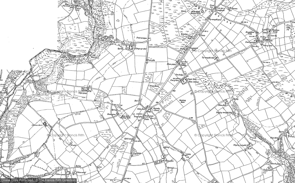 Old Map of Historic Map covering Glandy Cross in 1887