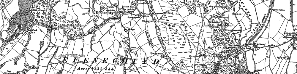 Old map of Aber-ddu in 1899