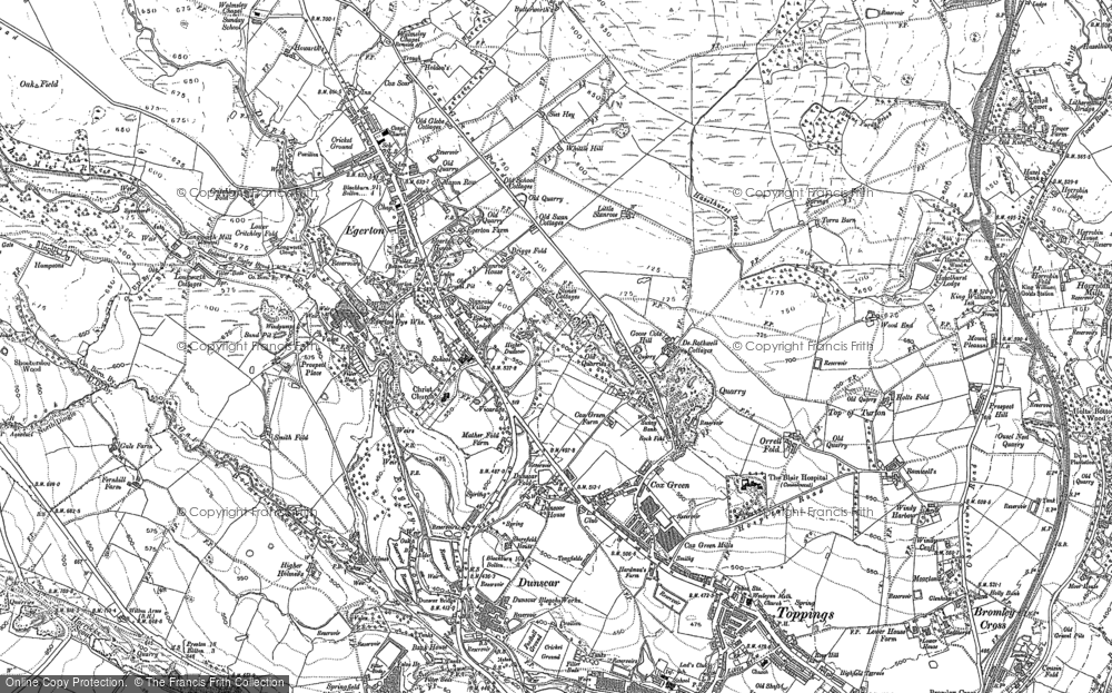 Old Map of Historic Map covering Horrocks Fold in 1890