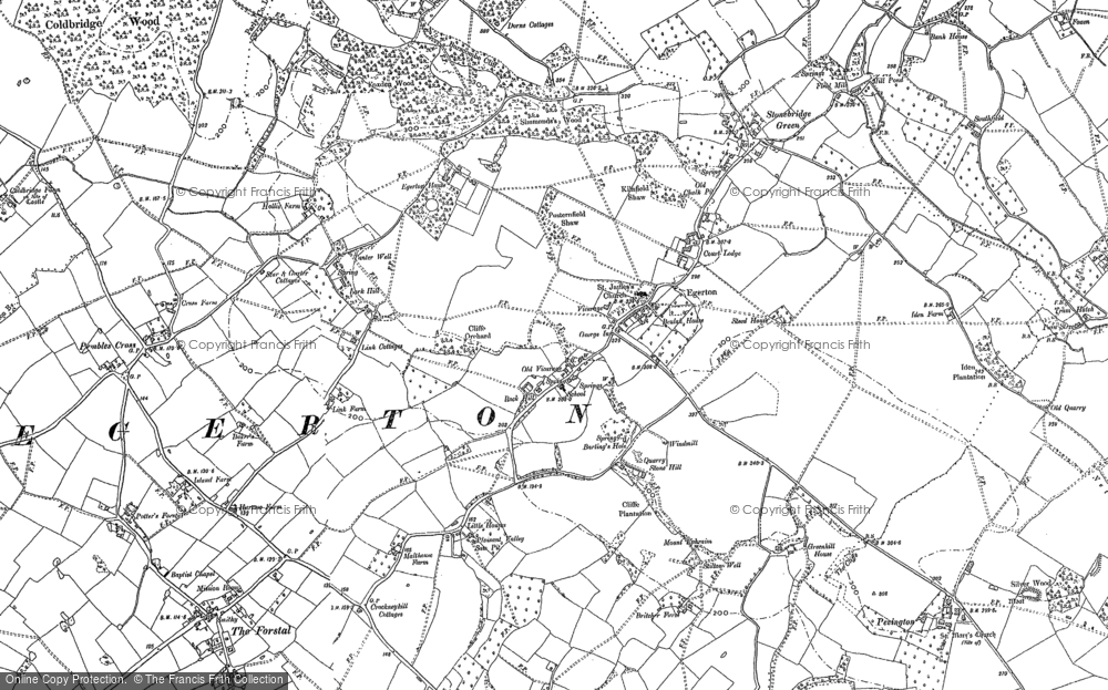 Old Map of Historic Map covering Bedlam Lane in 1896