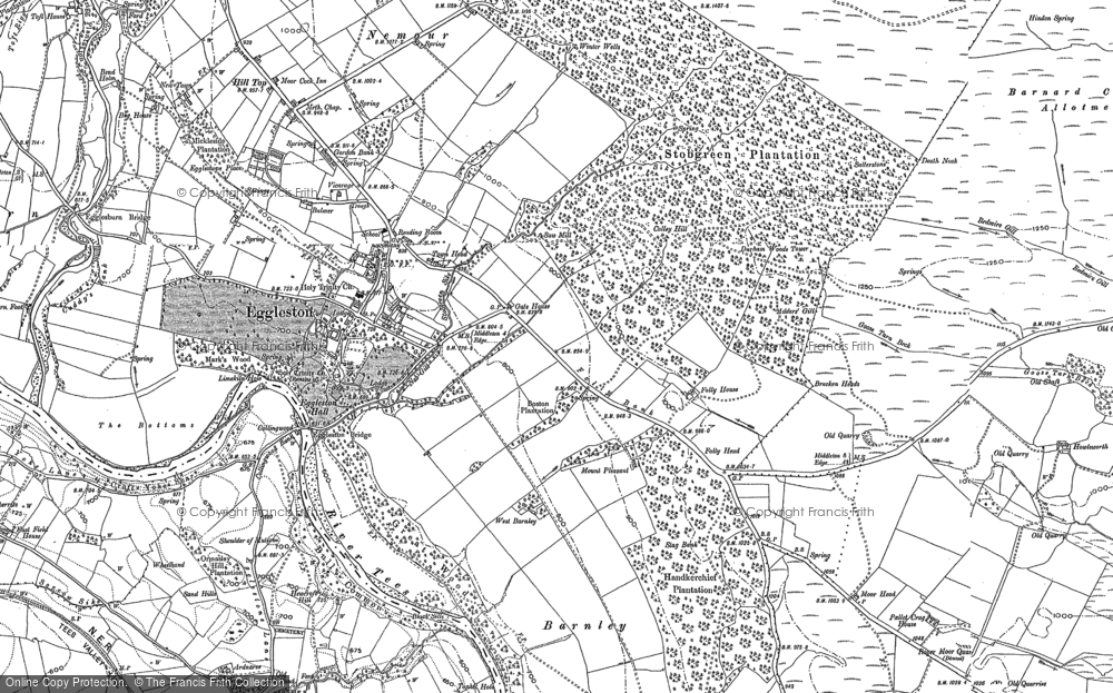 Old Map of Historic Map covering Hill Top in 1896