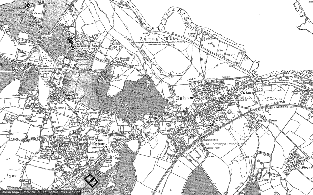 Old Map of Egham, 1913 in 1913