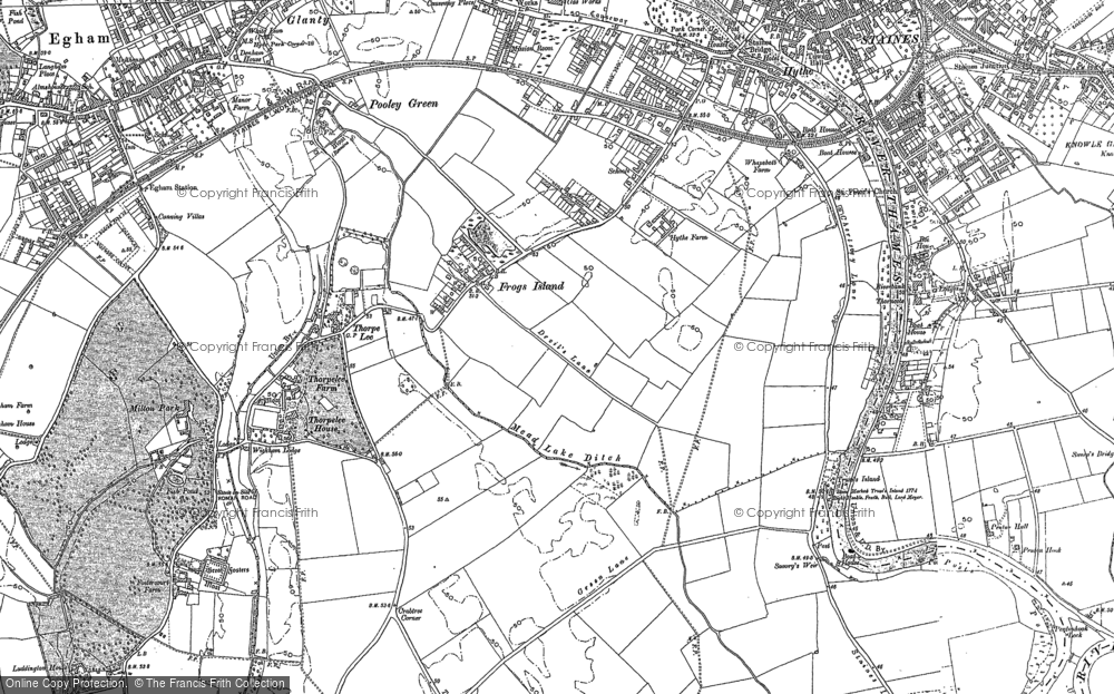 Old Map of Historic Map covering Thorpe Lea in 1894
