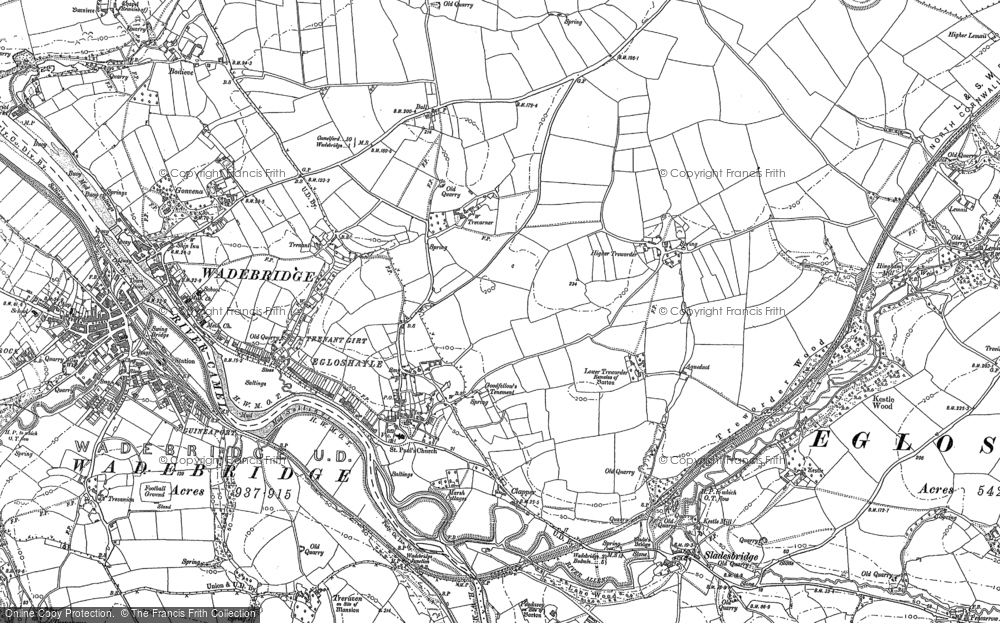 Old Map of Historic Map covering Three Holes Cross in 1880