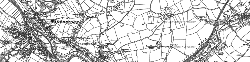 Old map of Three Holes Cross in 1880