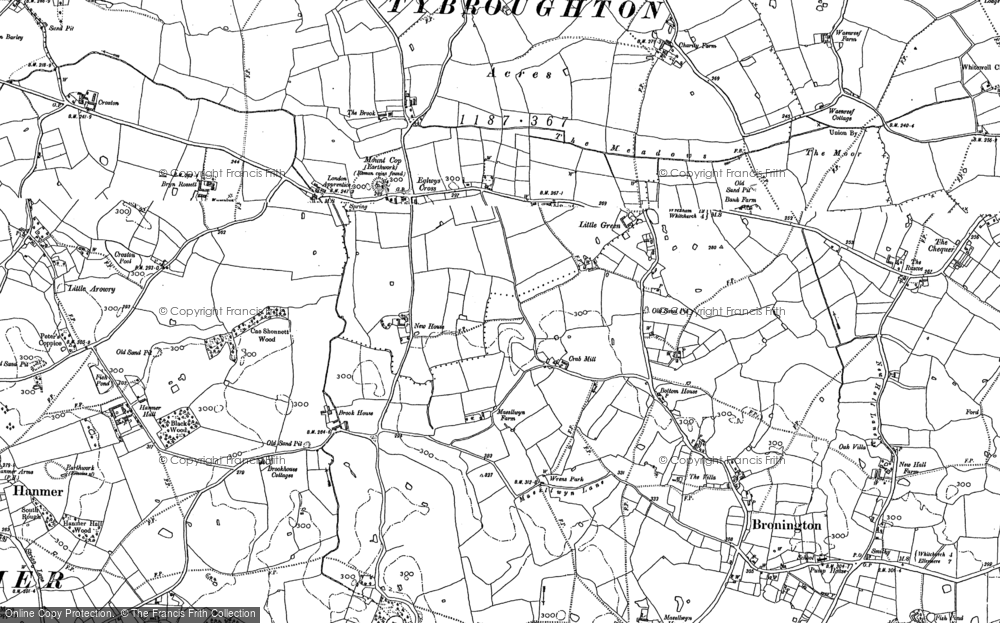 Old Map of Historic Map covering Bryn Rossett in 1909