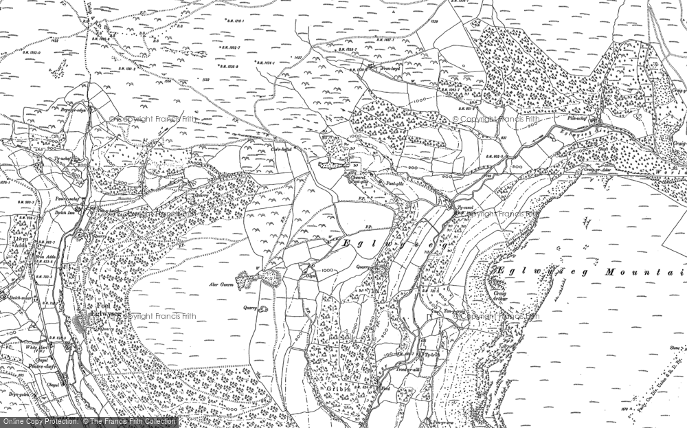 Old Map of Historic Map covering Bryn-yr-odyn in 1898