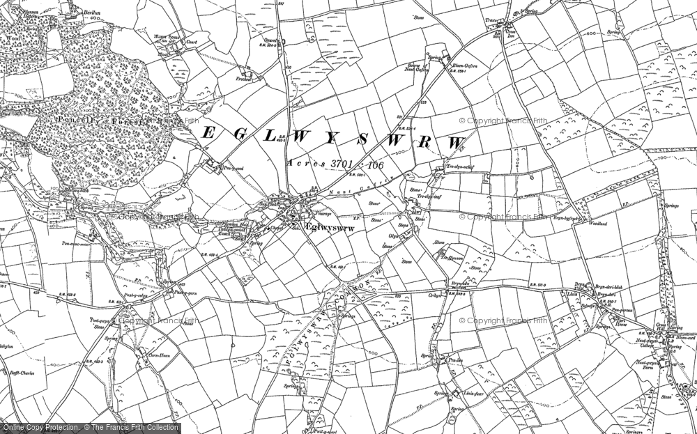 Old Map of Historic Map covering Blaengafren in 1888