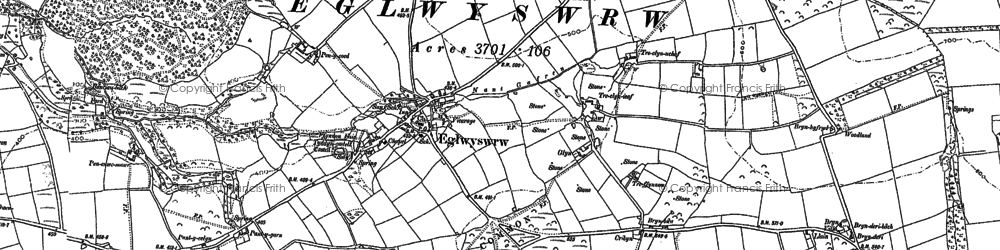 Old map of Berllan in 1888