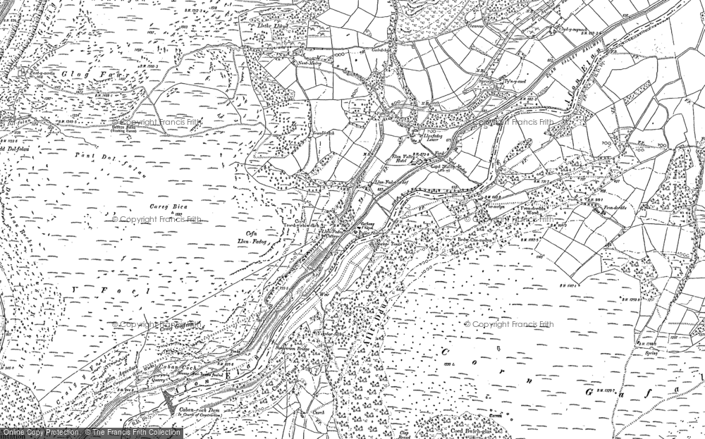 Old Map of Historic Map covering Y Glog Fawr in 1902