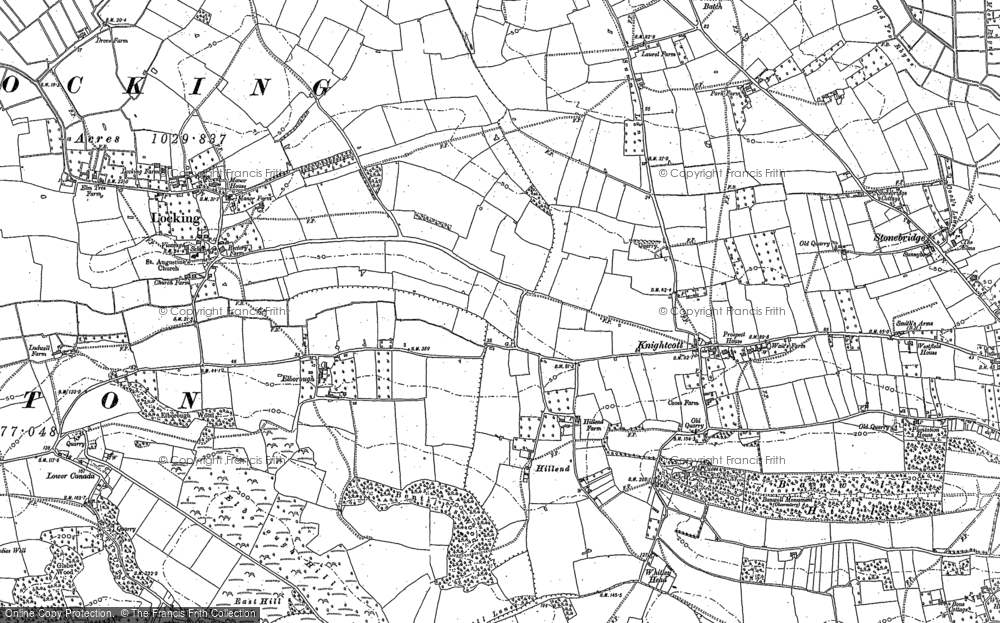 Old Map of Historic Map covering Hillend in 1884