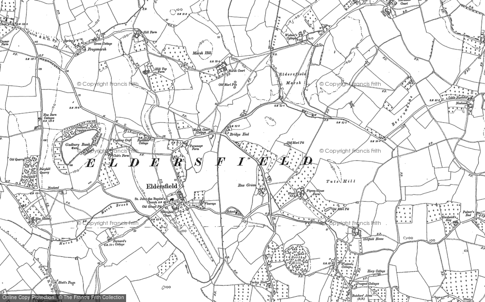Old Map of Historic Map covering Bridge End in 1883